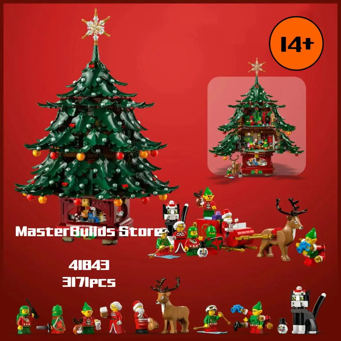 

41843 new reindeer, Christmas tree, Santa Claus set, Christmas gift, birthday gift