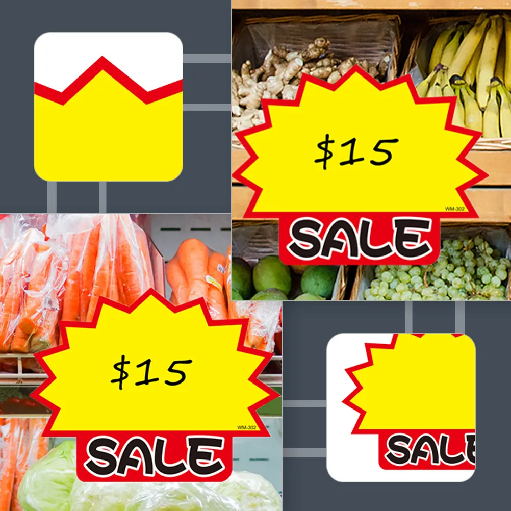 

50Pcs Price Labels Bright Color Paper Advertising Tags Retail Promotional Commodity Market Stickers Advertising Tags