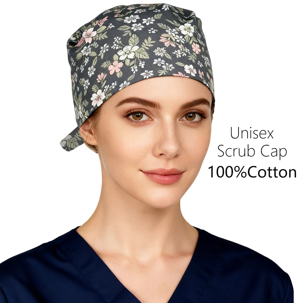 

Регулируемые хирургические шапочки для кормления, шапка для стоматолога, начесная шапка с цветочным принтом, хирургическая шапочка медсестры для женщин и мужчин, оптовая продажа