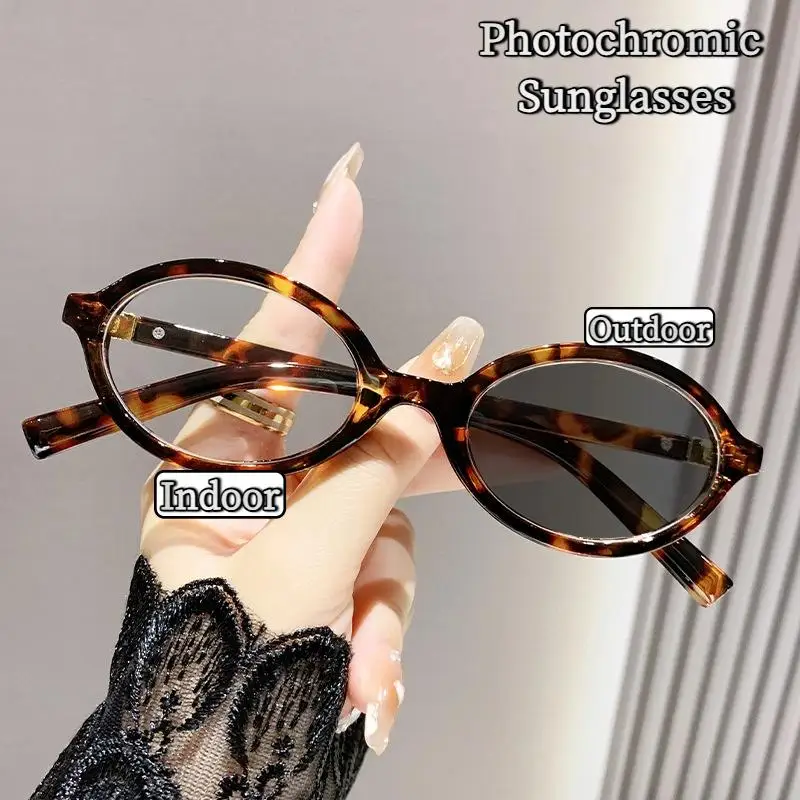 【Schön】Y2K Retro-Brille mit ovalem Rahmen, photochromatisch, Anti-Strahlung, für Männer und Frauen, Trend, Unisex, zum Lesen, für Computer, Anti-Blaulicht-Brille