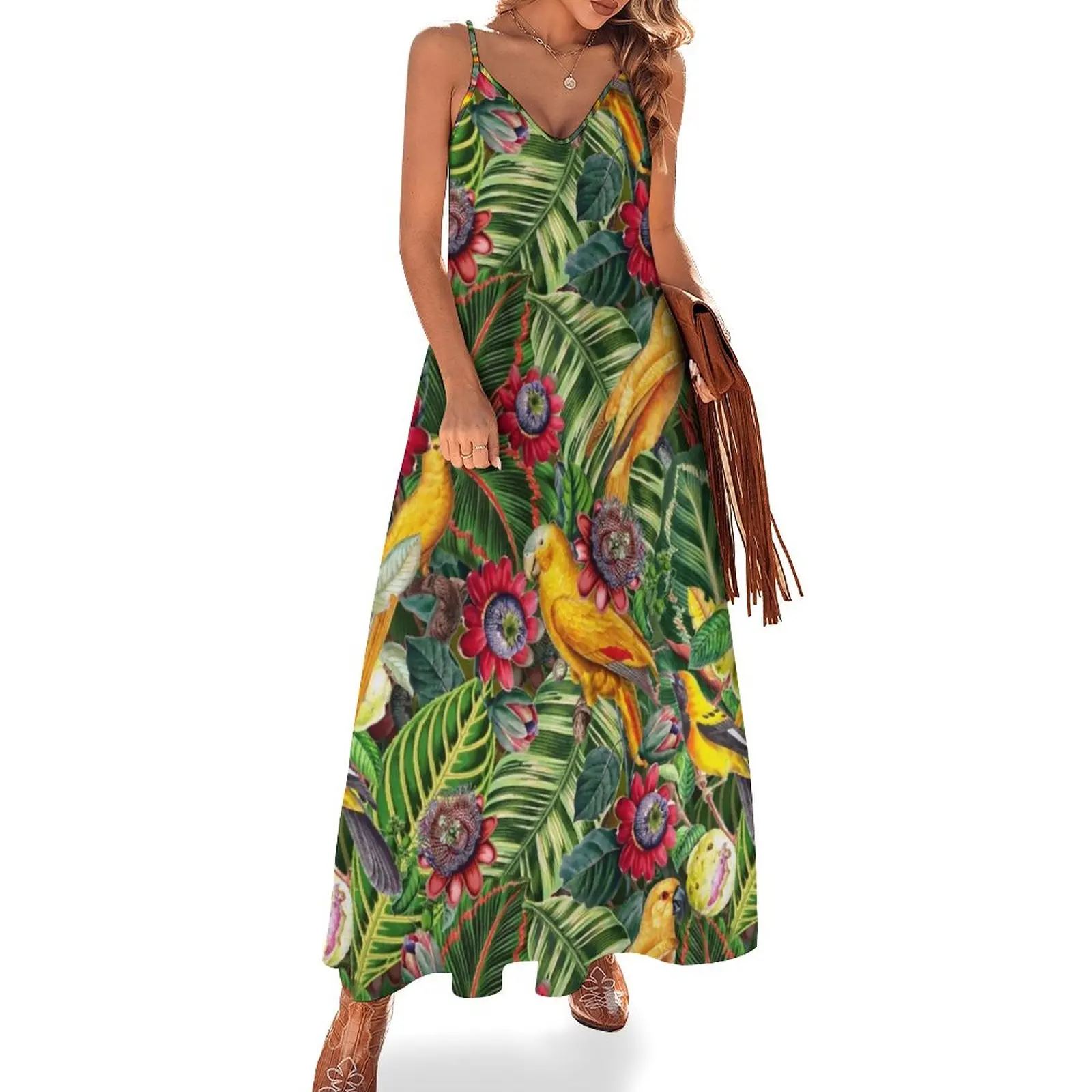 

Vintage Tropical Bird Jungle Garden Sleeveless Dress ladies dresses for special occasions summer dress womens 2024