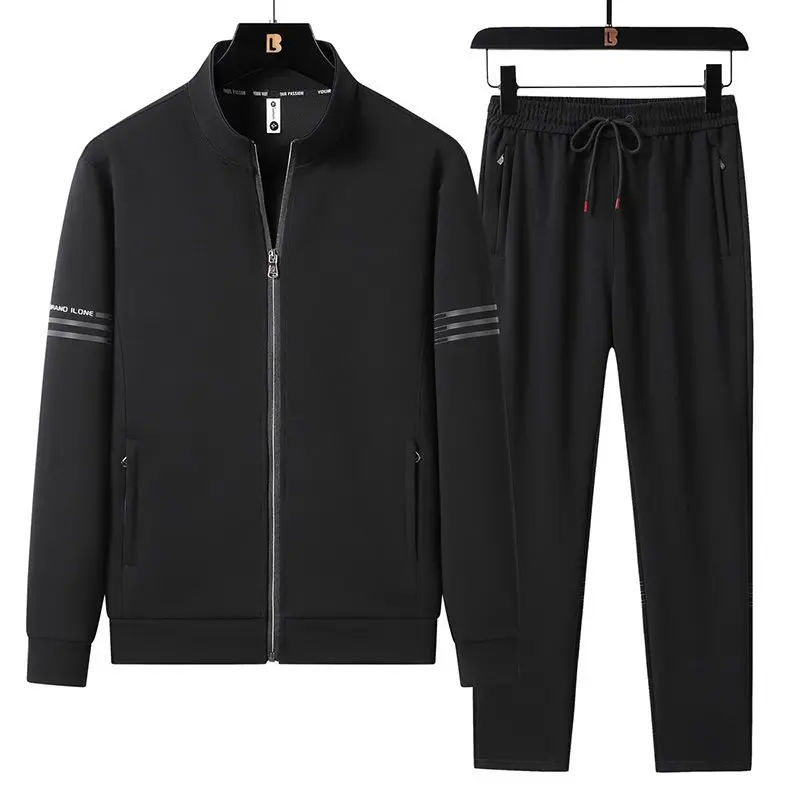 

Men's Casual Two-Piece Set Spring Autumn round Ne Loose Large Size Sweatirt Pants High Waist Straight Leg Japanese Sle