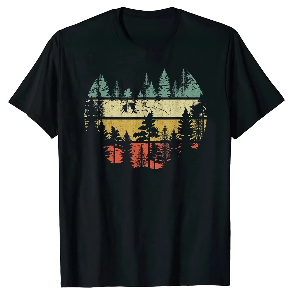 Trees Reflection Wildlife Nature Animal Bear Outdoor Forest Lady Tee O-Neck Short Sleeve Fashion Daily Basic Women Versatile Tee