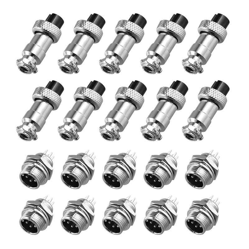 AU61-10Set M12 12 مللي متر موصل الطيران ذكر + أنثى مقبس الهواء الدائري التوصيل موصل لوحة الأسلاك الكهربائية