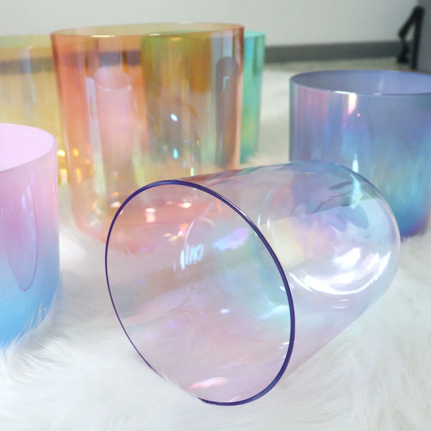 Transparent Seven-color Singing Bowl Alchemy Meditation G Crystal Sound Bowl Pentatonic Scale Bowls