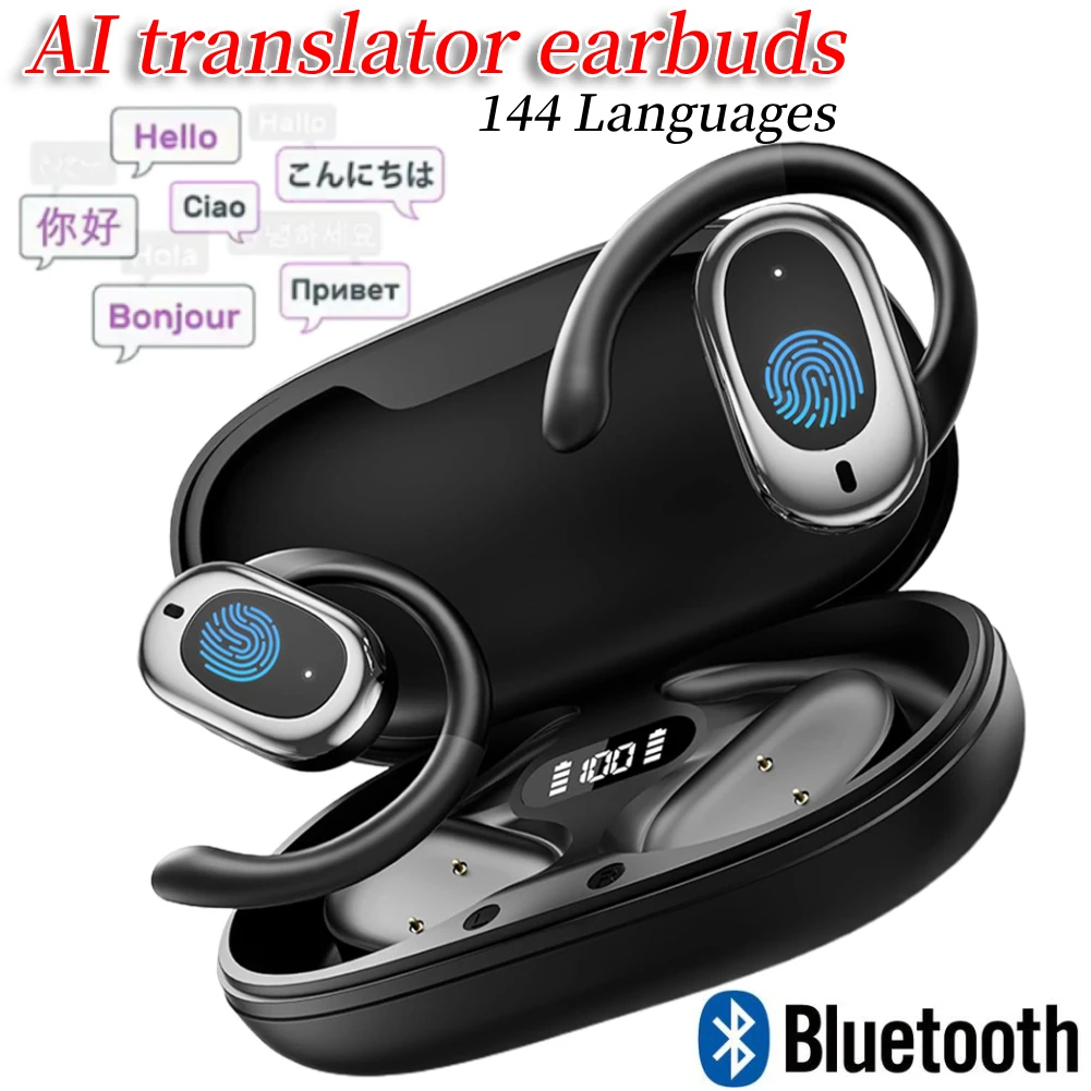 144 Language AI translator earbuds real time translators headphones Bluetooth5.4 Simultaneous Interpretation Earphone for travel