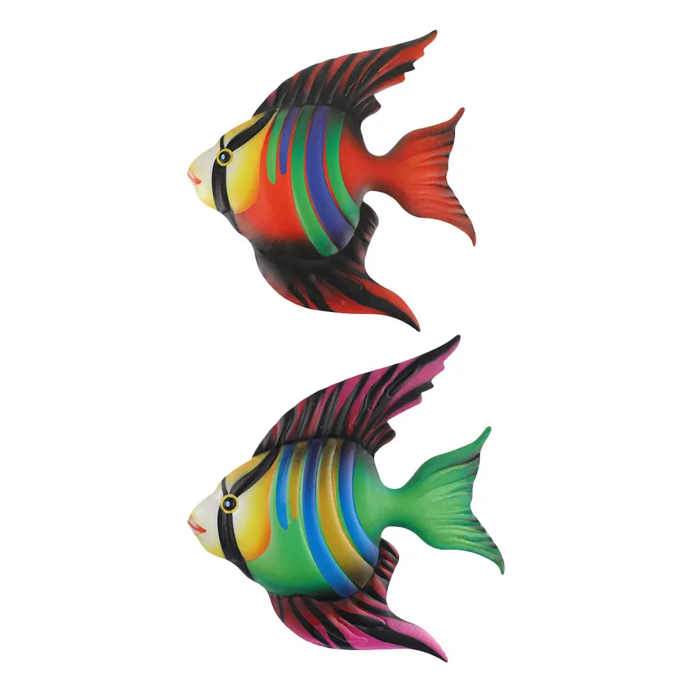 

2pcs Fish Wall Hanging Decor 3D Home Iron Decorative Indoor Outdoor Ornaments Creative Shape Refined House Gardens Walls