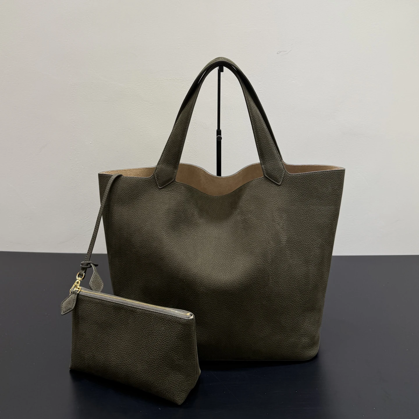 

Genuine Leather Tote Bag Vintage Shopping Bag Nubuck Suede Handbag Top-Grain Leather Silky Sheen Minimalist Stylish Women's Bag