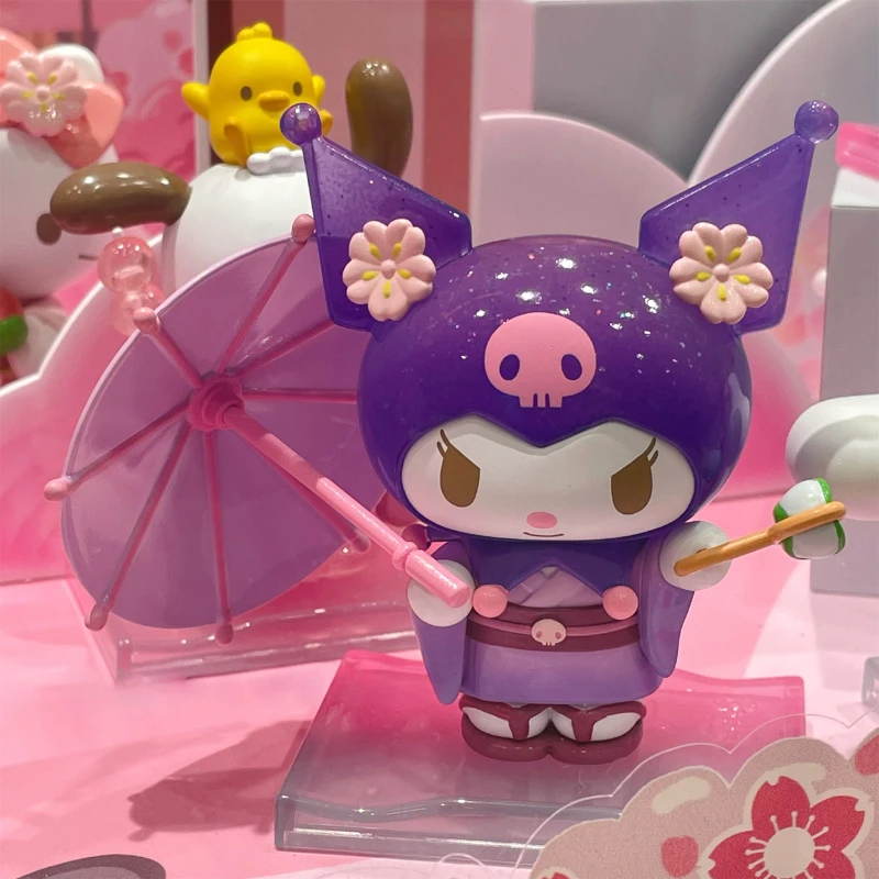 Echte Sanrio Blossom und Wagashi Serie Blind Box Kawaii Actionfigur Kuromi Cinnamoroll Melody Pocahcco Anime Puppe Spielzeug Geschenk