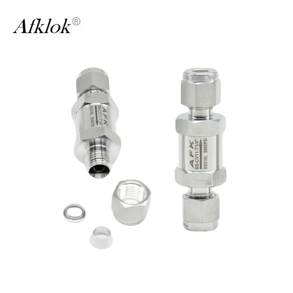SS316L High Pressure Check Valve for Gas Media 3000/6000 PSI 1/8' to 1/2' & 6-12mm Double Ferrule for Lab/Instrumentation
