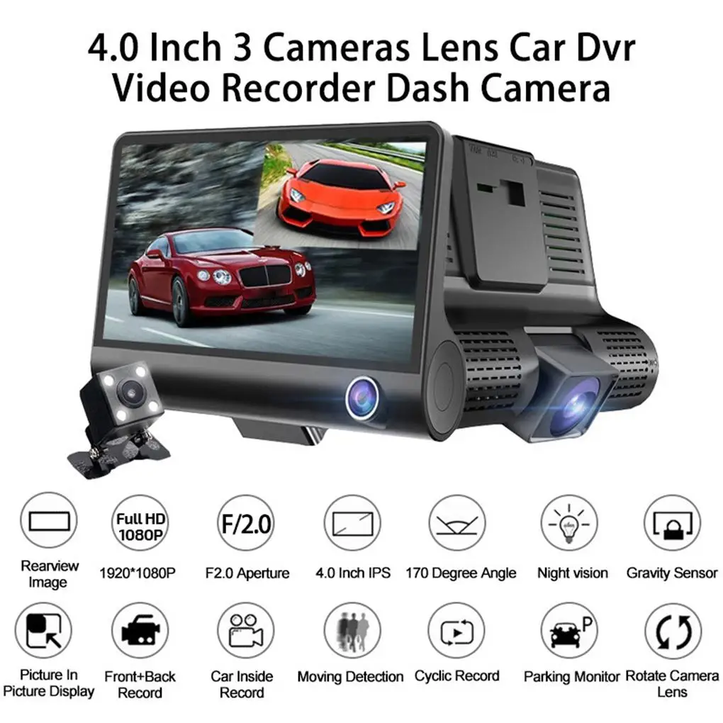 WIFI Car DVR HD 1080P Inside Vehicle Dash Cam Dual /Three Way Camera DVRs Recorder Video Registrator Mini Dashcam Camcorder