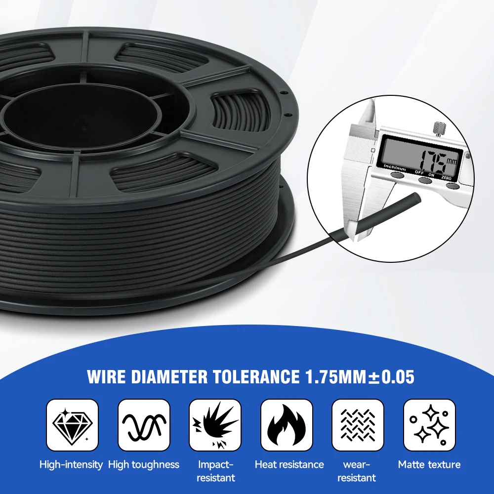 KINGROON خيوط نايلون من ألياف الكربون 1.75 مم 0.3 كجم (ليست 1 كجم) PA-CF مقاومة للحرارة ومواد طابعة ثلاثية الأبعاد انكماش أقل، 300 جرام #2