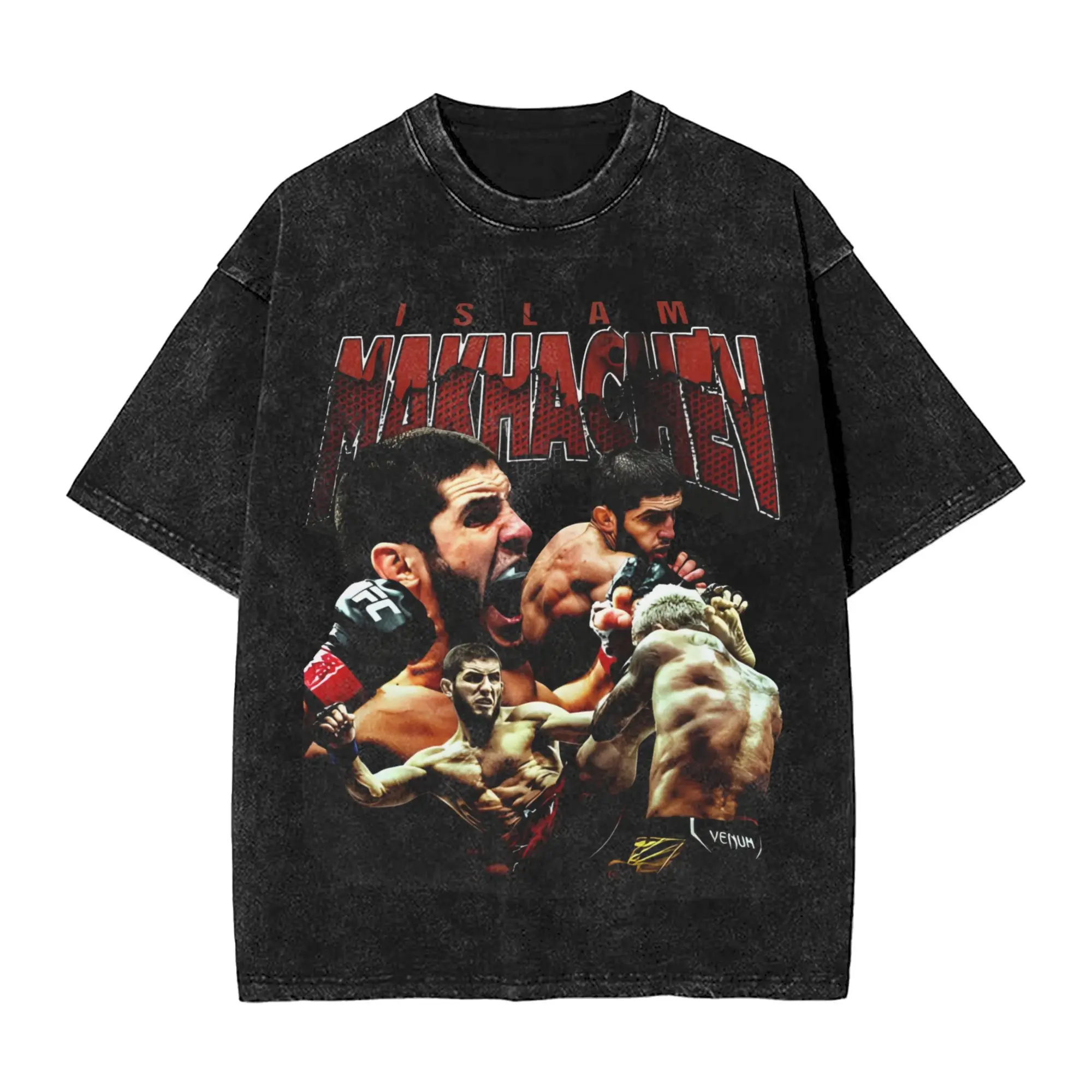 

Islam Makhachev Bootleg T Shirts Hip Hop Washed Short Sleeve Street T-Shirts Vintage for Men Women Streetwear Graphic Tees