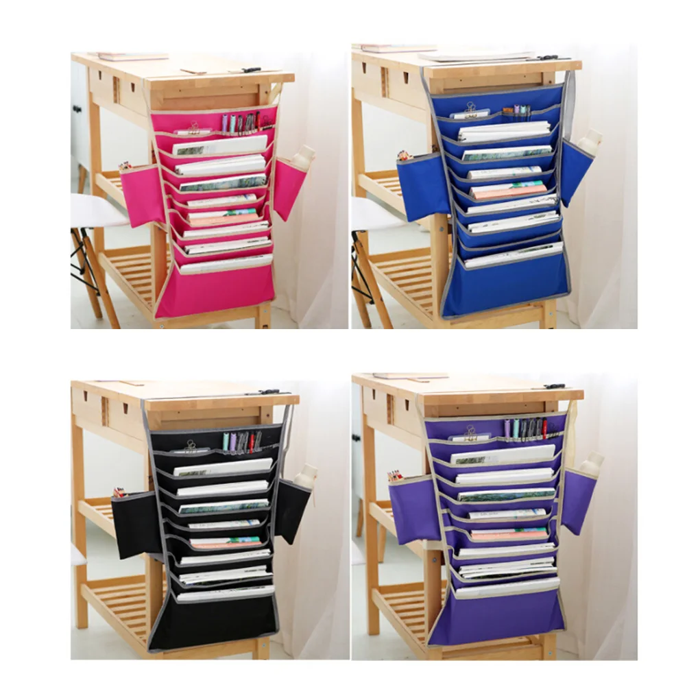 

Desk Book Organizer Hanging Bag with Multi Layers for Student Desks Office Worker Teachers Essential Accessory Black