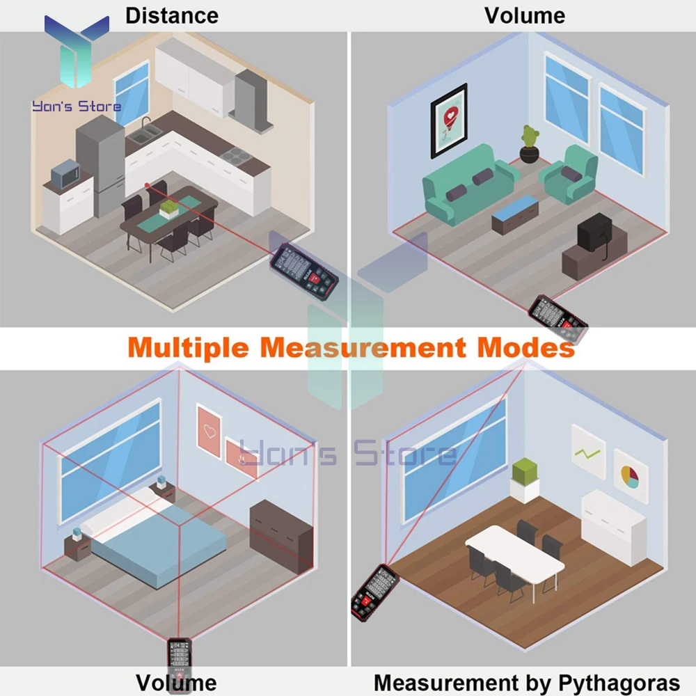Laser Distance 100M/120M Multifunction Rangefinder Profesional Meter Volumetric Measurement Laser Range Finder Ruler Test Tool