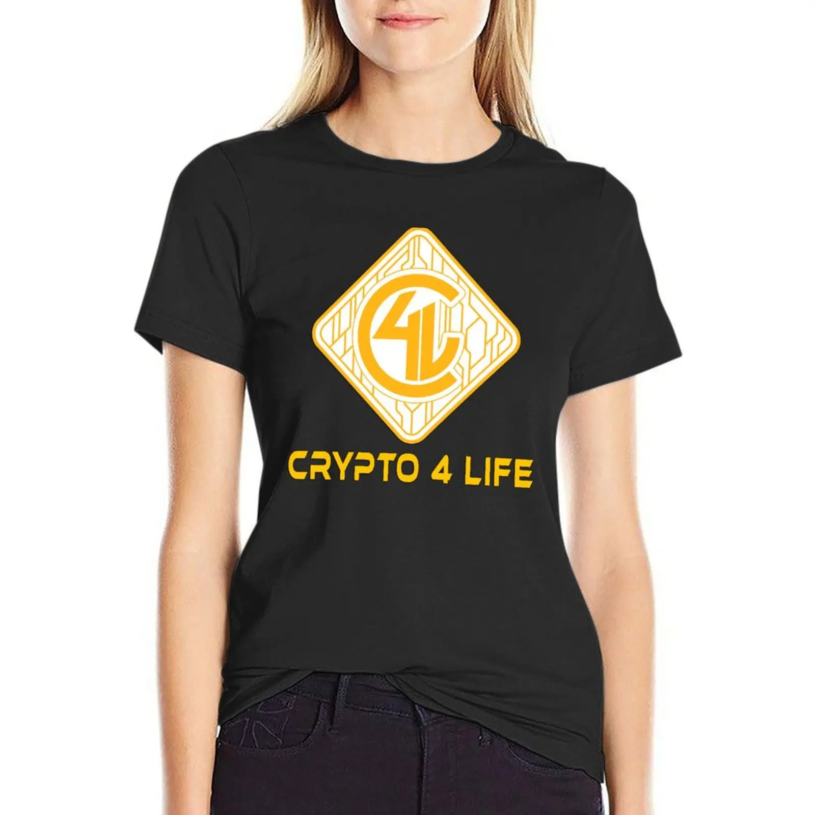 

Crypto4Life main logo! T-Shirt summer clothes customs animal print t-shirt dress for Women plus size sexy