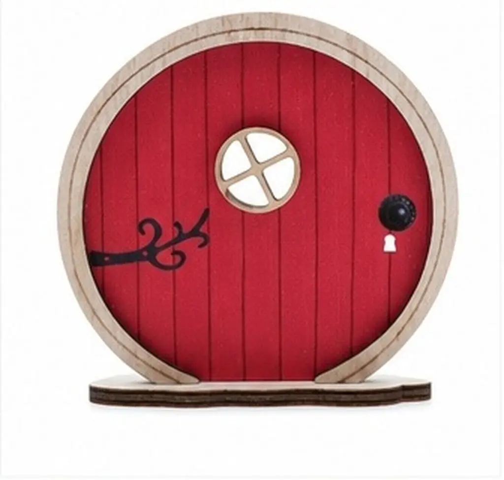 Porte de fée miniature en bois, décoration de jardin d'extérieur, porte de fée pour arbre, ornement de jardin miniature en bois naturel pour socle d'arbre, chemin de souches
