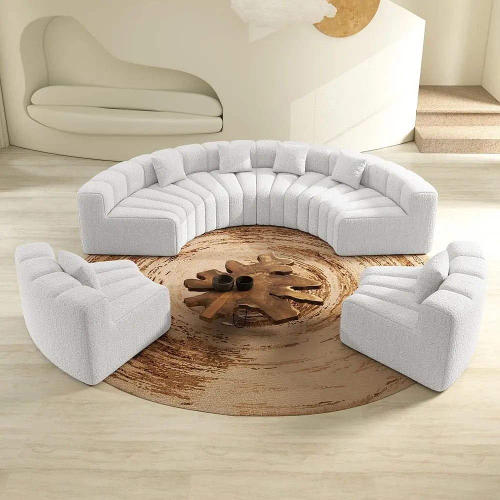 

Boneless Cloud Sectional Loveseat with Ottoman, Chenille Convertible Sleeper Sofa Bed, Modular Compressed Couch, No Assembly Re