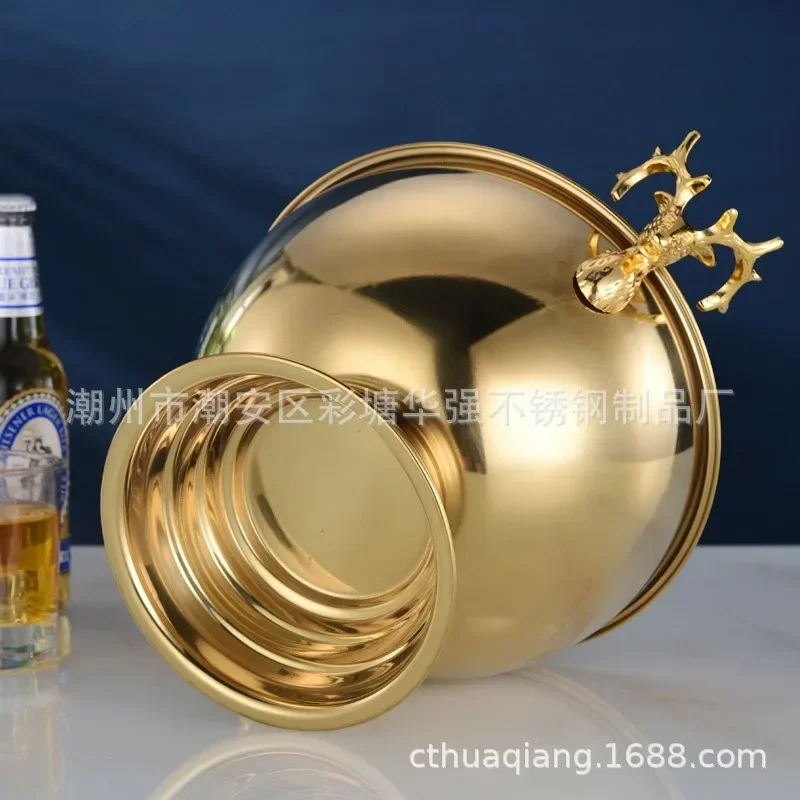 304 stainless steel Deer Head ear GOLD & SILVER CHAMPAGNE ICE BUCKET CHAMPAGNE ICE BOWL   NJ72620