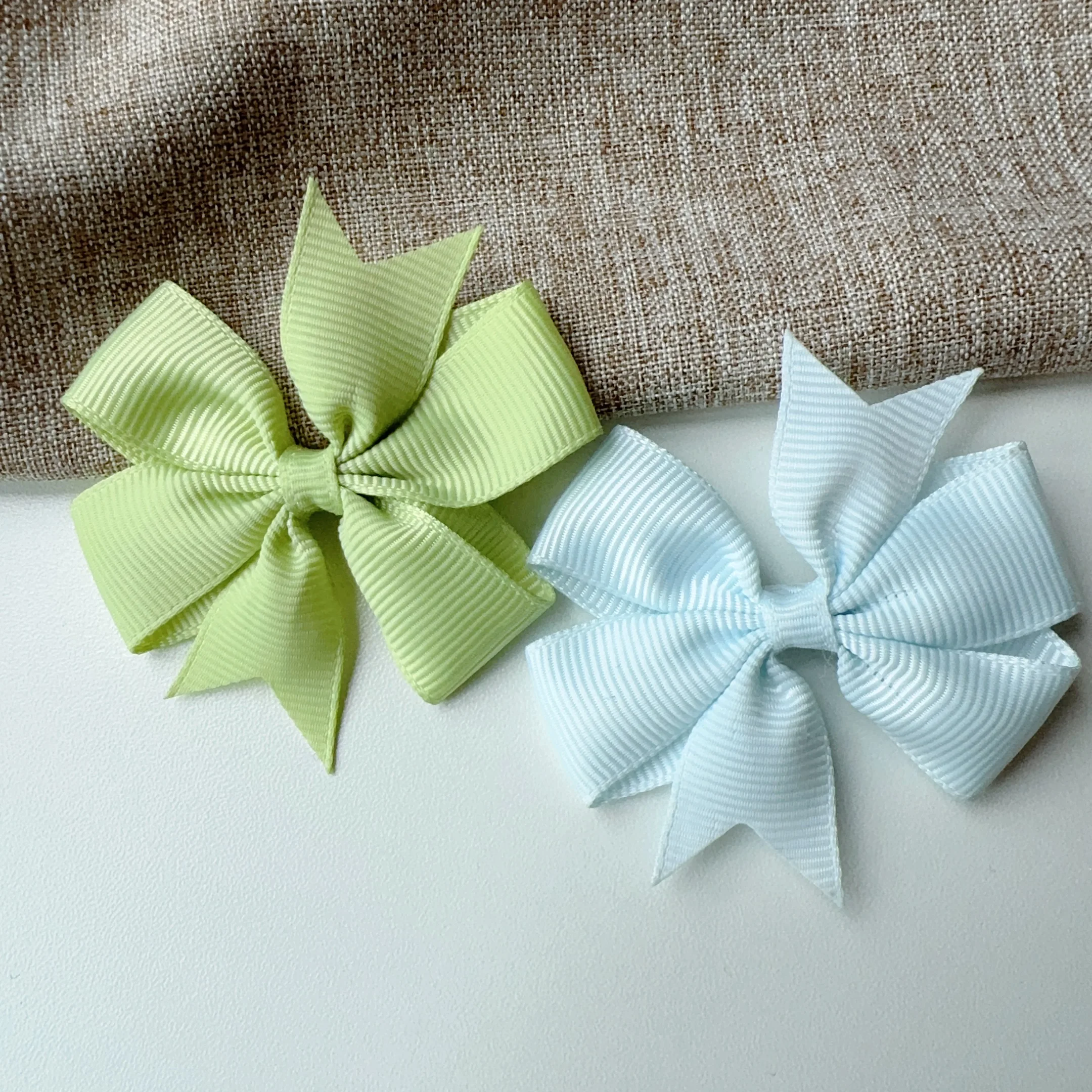 2 Pieces Solid Grosgrain Ribbon Hair Bows With Clips For Girls Small Bow Hairpins Children Handmade Hairgrips Hair Accessories