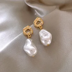 Pendientes colgantes de perlas irregulares para mujer, joyería de gota de agua Simple, regalos de fiesta, elegante, Corea, nueva llegada, 2022