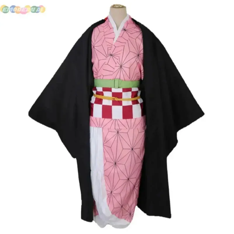Kamado Nezuko Cosplay Costume Anime Kimono Kamado Nezuko Wig Uniform Men Halloween Women Kids Clothes