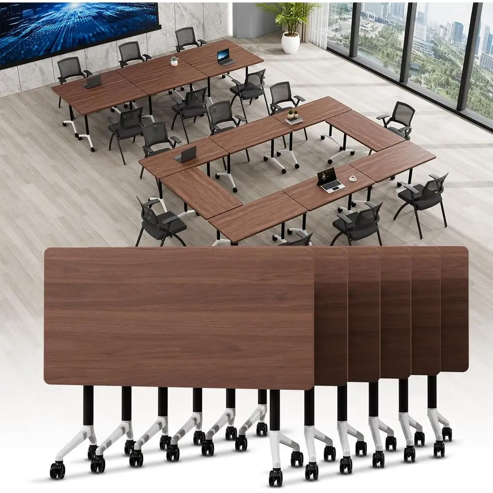 

55.1in Versatile Wheeled Conference Tables for Training and Collaborative Spaces 2piece