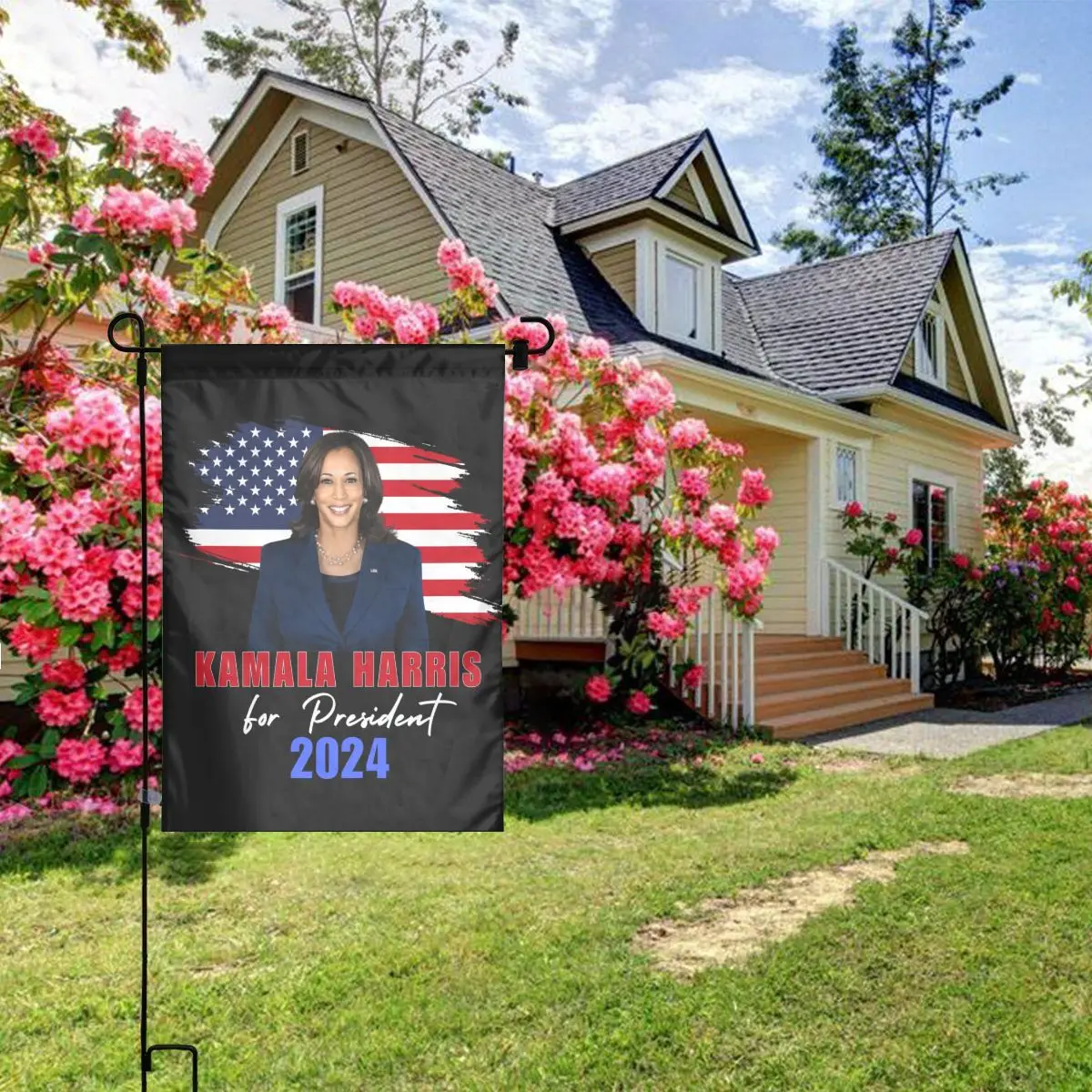 Custom Kamala Harris For President 2024 Garden Flag 12x18 Inch Double Sided Flag Banner for Yard Outside Decoration