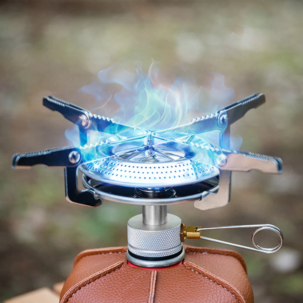 Outdoor Camping Gas Stove Mini Gas Burner with Storage Bag Lightweight Stove Head Adjustable for Hiking Climbing Fishing