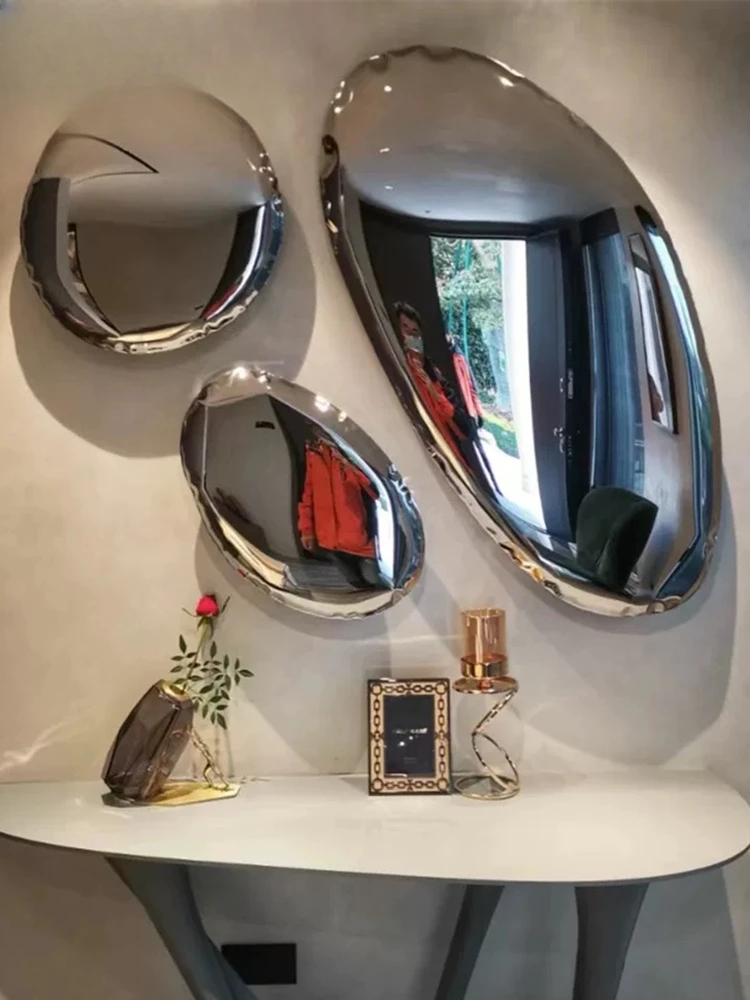 Special-Shaped Stainless Steel Dropper Mirror Pebble Wall Decoration