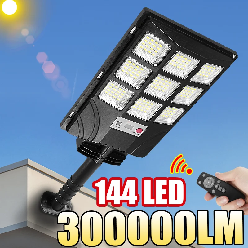 

2025 New 144LED Powerful Solar Light 300000LM Outdoor Solar Lamp Induction External Solar Light IPX67 Wall Garden Solar Lantern