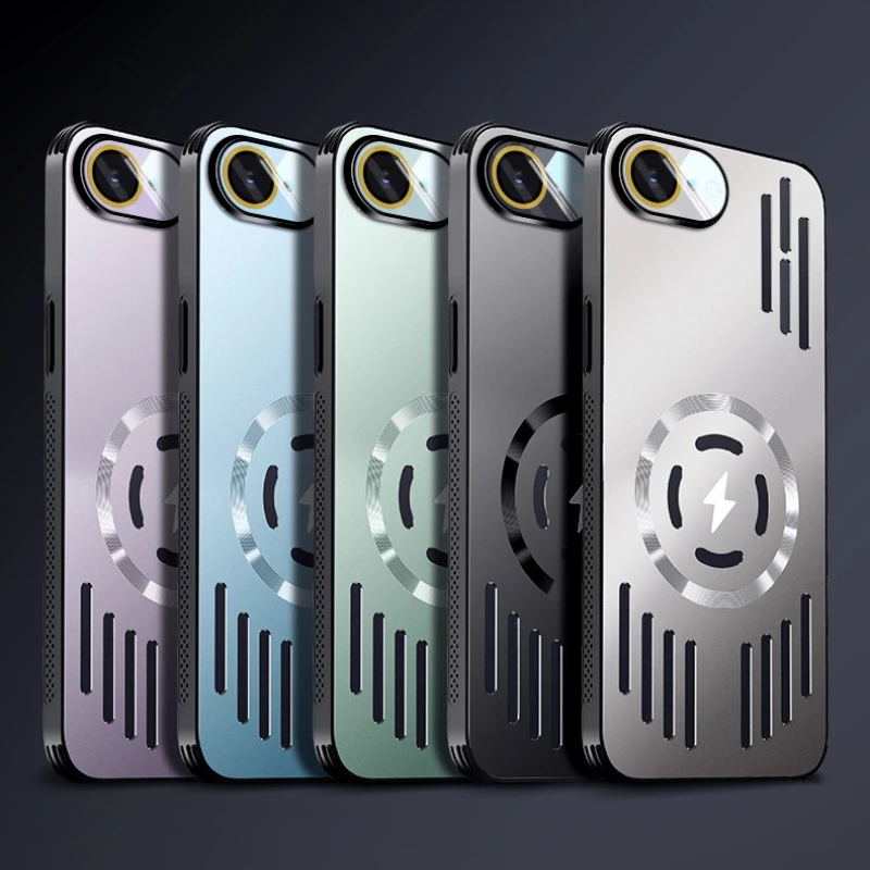 16e Metall Wärmeableitung Magnetische Hülle für iPhone 16 Plus 16Pro Max Magsafe Stoßfeste Aluminiumlegierung Bumper Hard Cover Shell