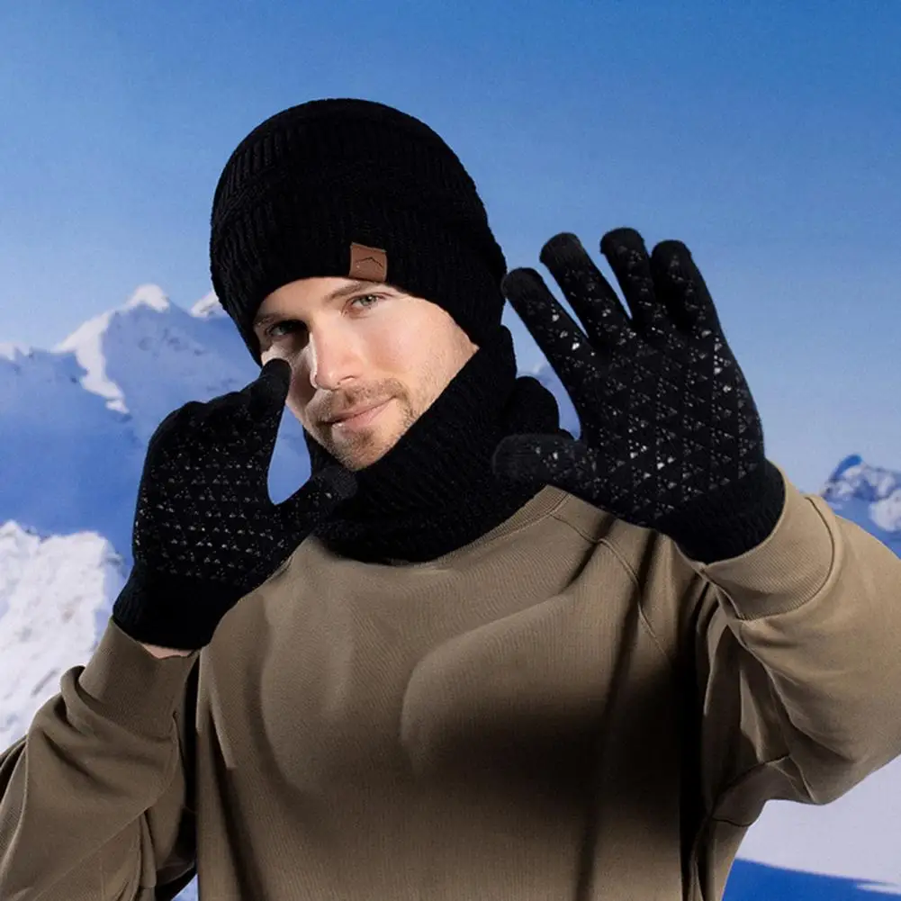 Ensemble de gants et écharpe en peluche avec protection des oreilles, coupe-vent pour la météo, cyclisme en plein air, hiver