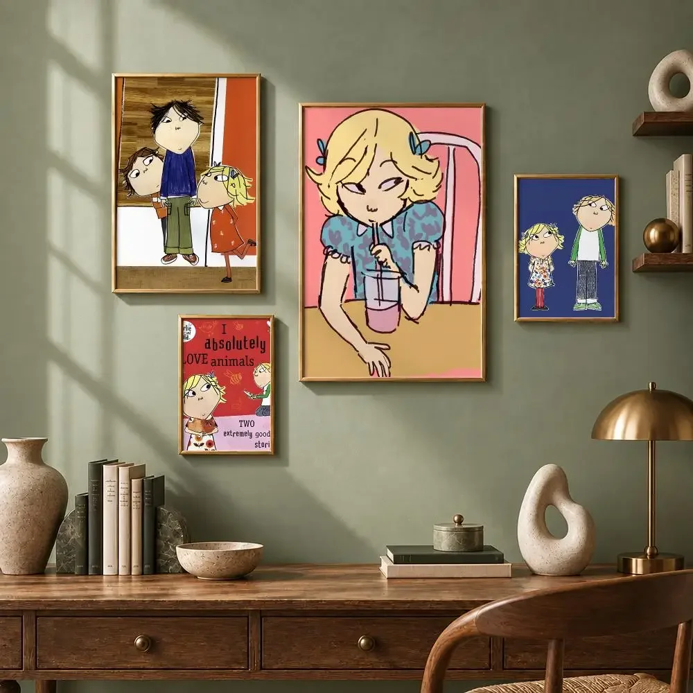 Cute Cartoon C-Charlie and LolaS Poster HD Self-Adhesive No Residue After Removal Ideal for All Kinds of Wall Decor