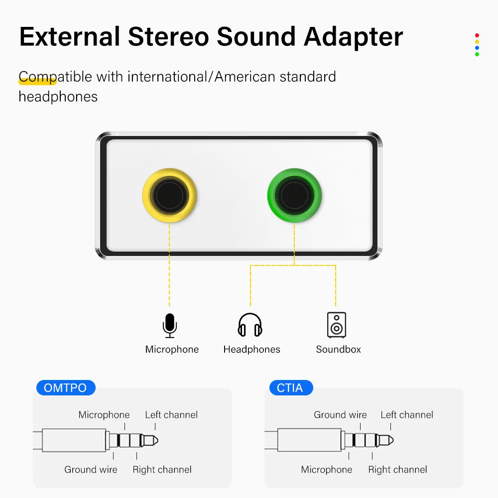 7.1 External USB Type C Sound Card Jack 3.5mm USB Audio Adapter Earphone Micphone Sound Card for Macbook Computer Laptop PC USBC