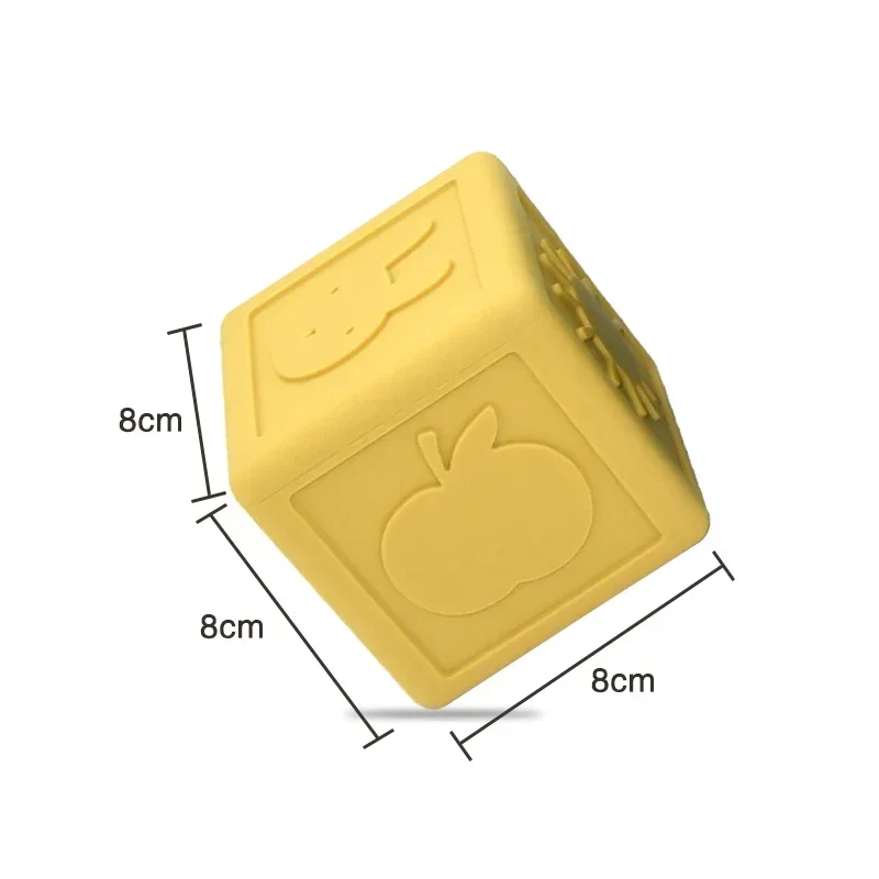아기 실리콘 블록, 3D 사각 실리콘 블록, BPA 프리 교육 몬테소리 장난감, 젖니 쌓기 선물