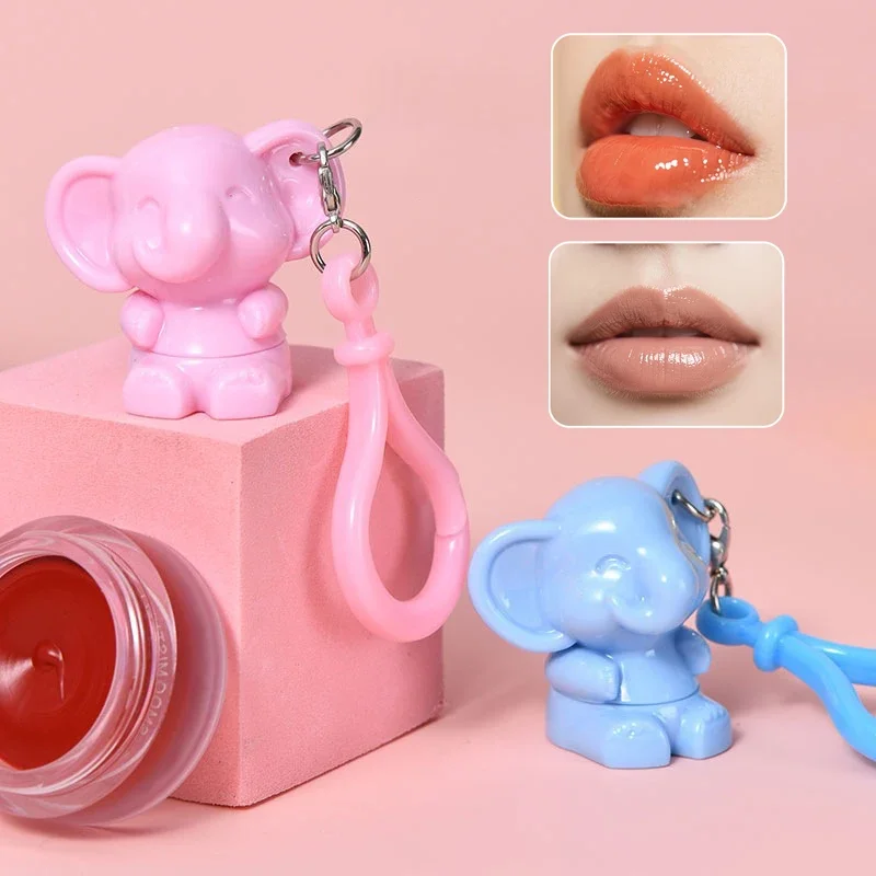 Pincel labial de silicone em forma de elefante, chaveiro, pingente, pincel de maquiagem da moda, fofo, lama labial, halo, tintura, corretivo