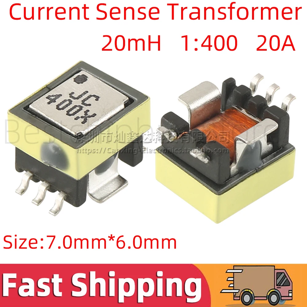 

2PCS SMD EED6-400X SMT Precision Current Sense Transformer 20A High Current Sensor Turns Ratio 1 : 400 Inductance 20mh