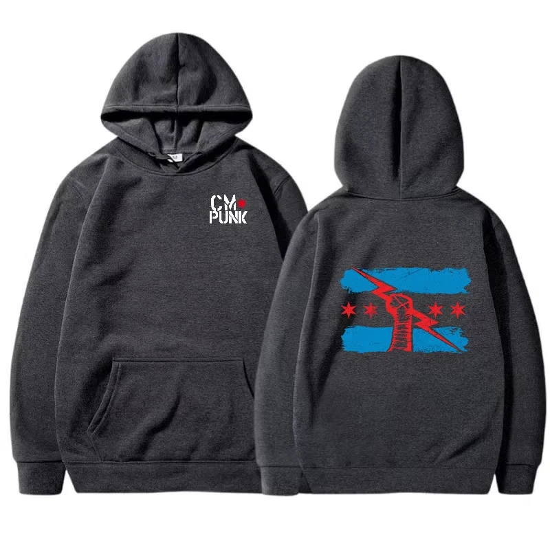 Autumn and Winter New Famous Wrestler Returns to CM Punk Men's Solid Hoodie Fashion Print Street Sports Casual Top Pullover