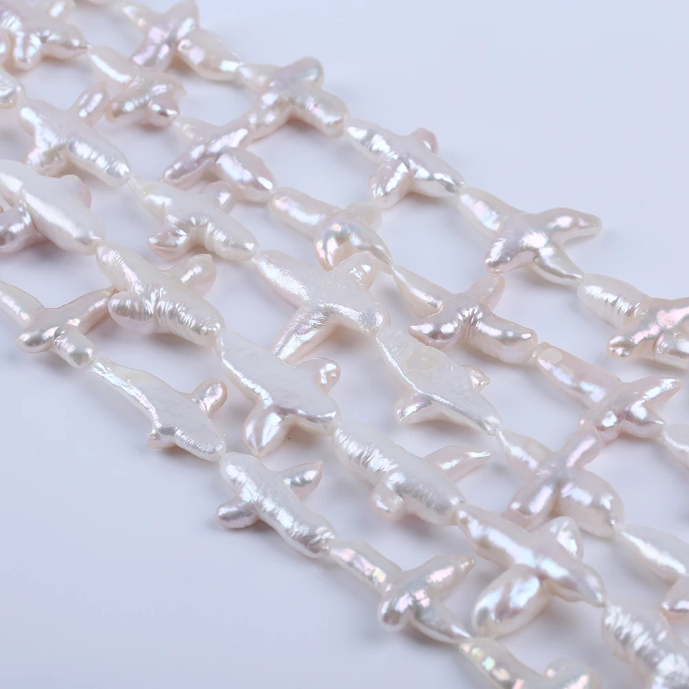 Hot Selling 20-28mm*30-36mm White Cross Shape Pearl DIY Accessories Natural Freshwater Loose Pearl Strand