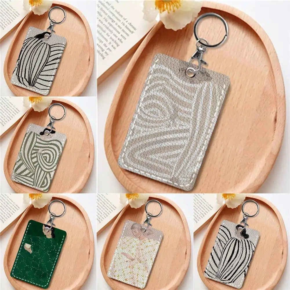 

Абстрактный геометрический дизайн с изображением девушки в стиле аниме, современный держатель для карт, подходит для кредитных карт и проездных, из мягкой кожи, прямоугольный брелок для ключей.