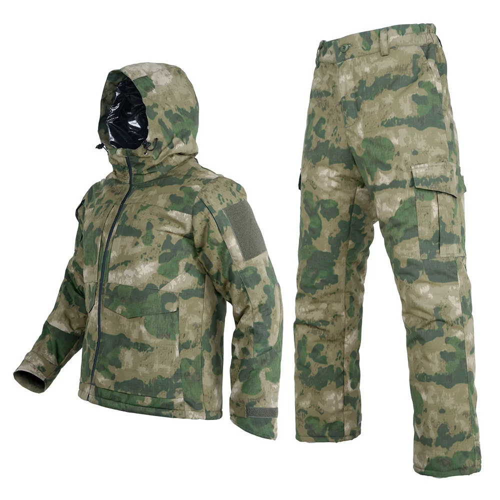 Conjunto de camuflaje táctico de invierno, ropa resistente al desgaste, radiación térmica, cálido, grueso, impermeable, caza al aire libre, combate