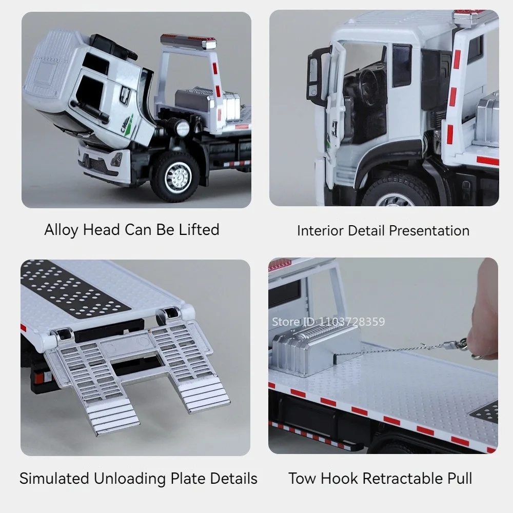 1:32 modelos de brinquedo de veículos de resgate de estrada, caminhões basculantes fundidos de metal, portas de luz sonora, portas abertas, carros de engenharia para meninos, presentes