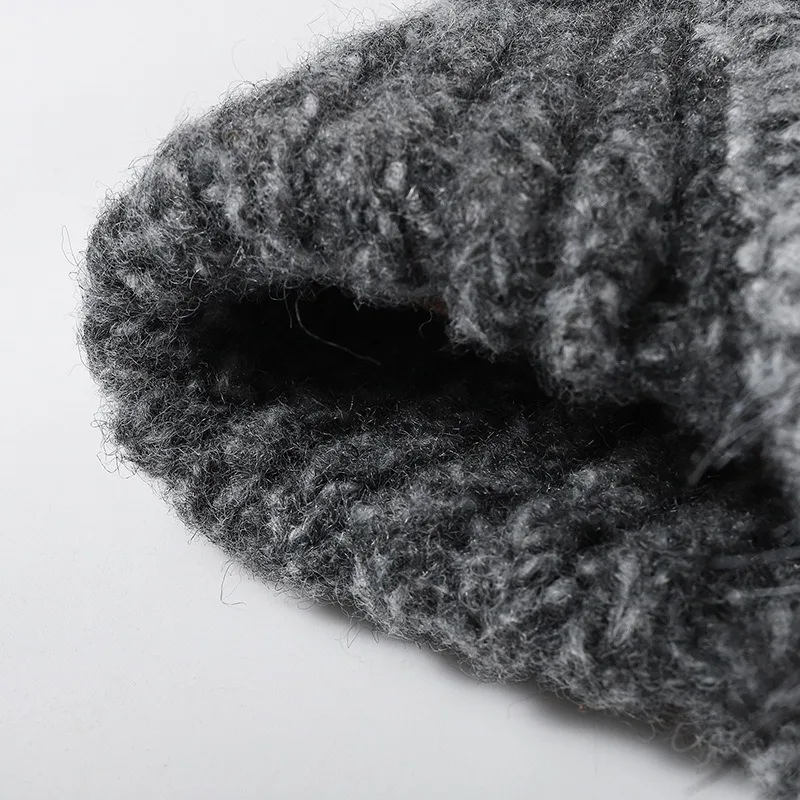 Neue Outdoor-Pompom-Ohrenschutz-Fliegermützen für Männer und Frauen, Winter-Wollmischung, geflochtene, schnürbare, warme Quasten-Strickmütze – Detail 9