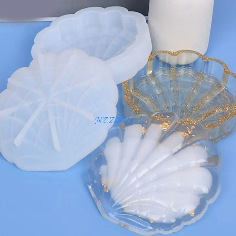 

T21F Jar Resin Mold Seashell Silicone Storage Box Mould for Epoxy Casting Home Decor