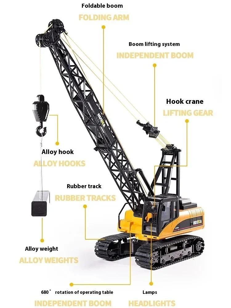 Huina 1572 1:14 Large-Sca afstandsbediening techniek voertuig 15-kanaals legering ophanging toren speelgoedauto model kinderen speelgoed cadeau