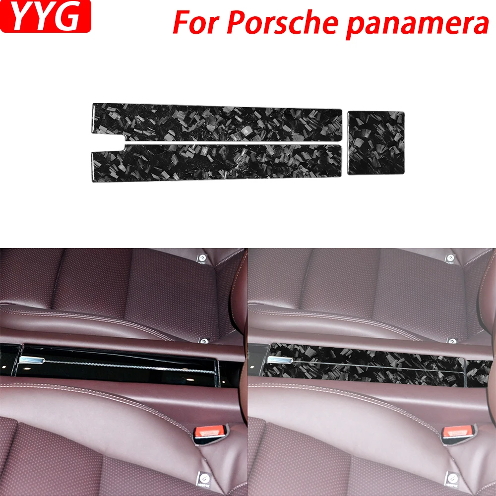 

For Porsche Panamera 2010-2016 Forged Carbon Fiber Rear Armrest Box Panel Trim Cover Car Interior Decoration Accessories Sticker