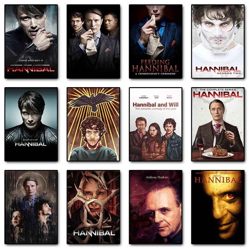 Pósteres de la serie de televisión de terror de Hannibal, cuadro artístico de pared de película, impresiones de pintura en lienzo para Bar, Club, dormitorio, decoración del hogar