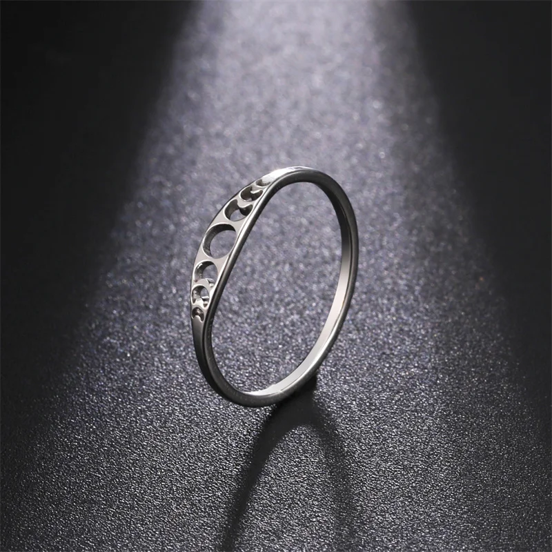 Minimalist Stainless Steel Ring Elegant Sun Moon Phase Rings For Women Girls Jewelry Wedding Party Gifts Wholesale anillos mujer