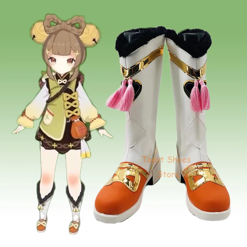 Botas de Cosplay de Genshinimpact Yaoyao, juego de cómic para fiesta de Halloween, accesorios de disfraz, zapatos de estilo Sexy encantador